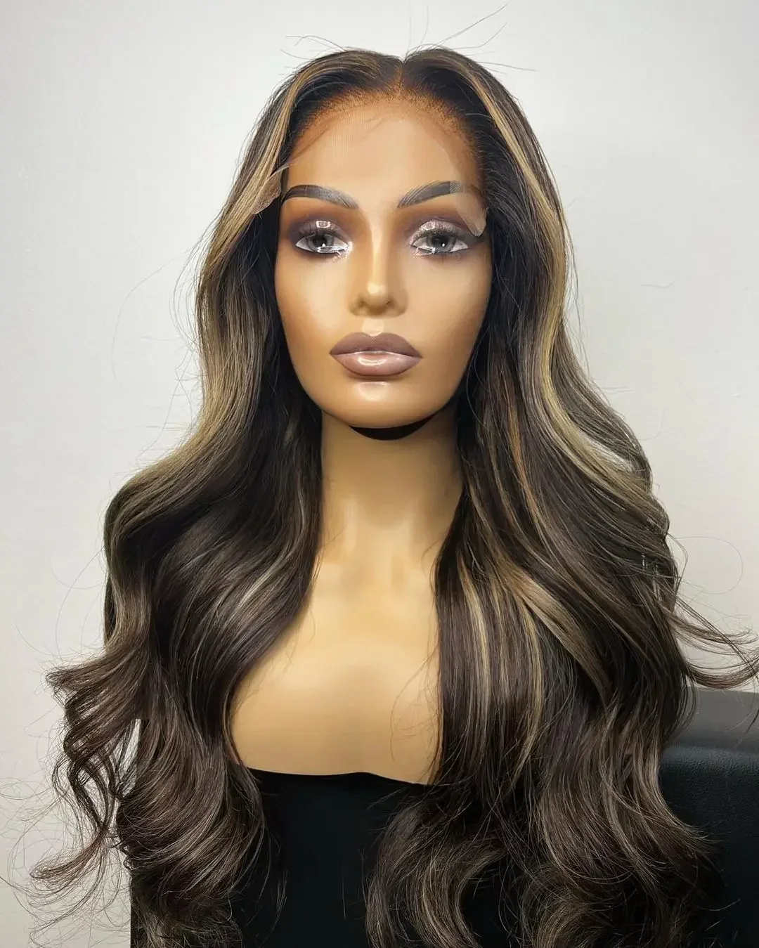 Soft 26Inch Highlight Blonde Long Wave 5x5 Silk Base Jewish Human Hair Wig With Baby Hair HD Lace European Hair Preplucked Daily