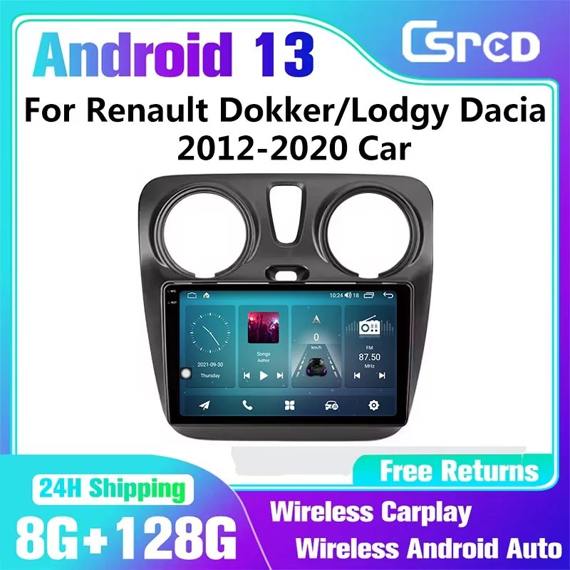 Csred Android 13 Auto Radio For Renault Dokker/Lodgy Dacia 2012-2020 Car Radio Multimedia Player GPS Navigation Wireless CarPlay