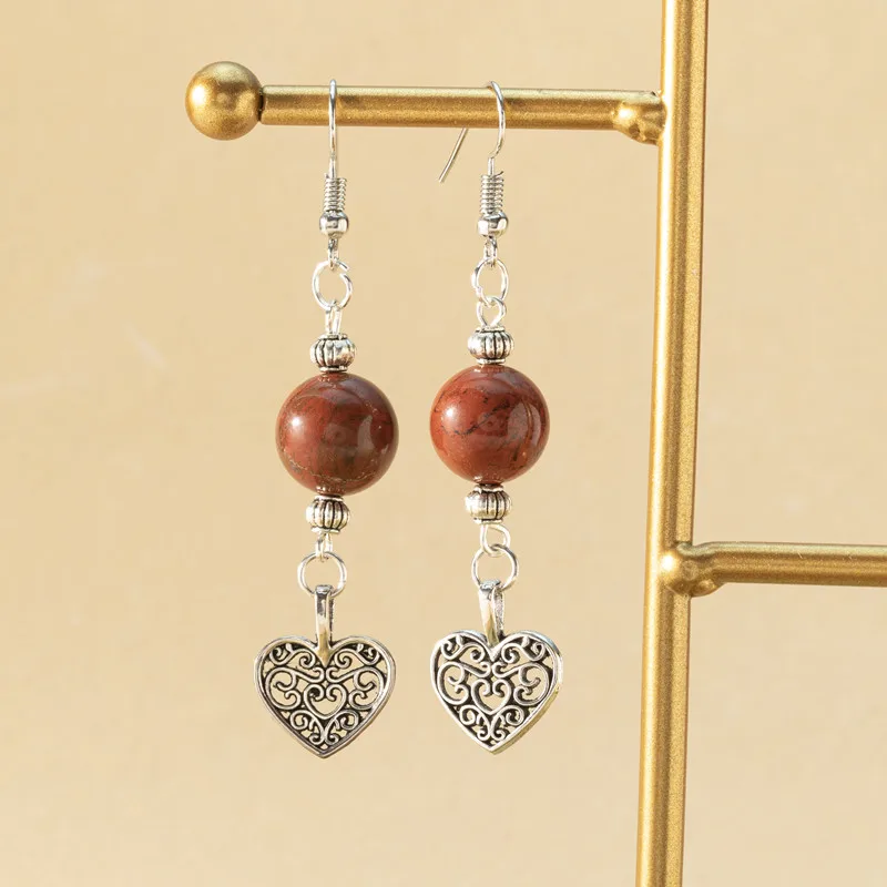 Earrings for Women Natural Red Jasper Stone Beads Dangle Long Lady drop Earrings for Jewelry Making Girls DIY Charms Ear crafts