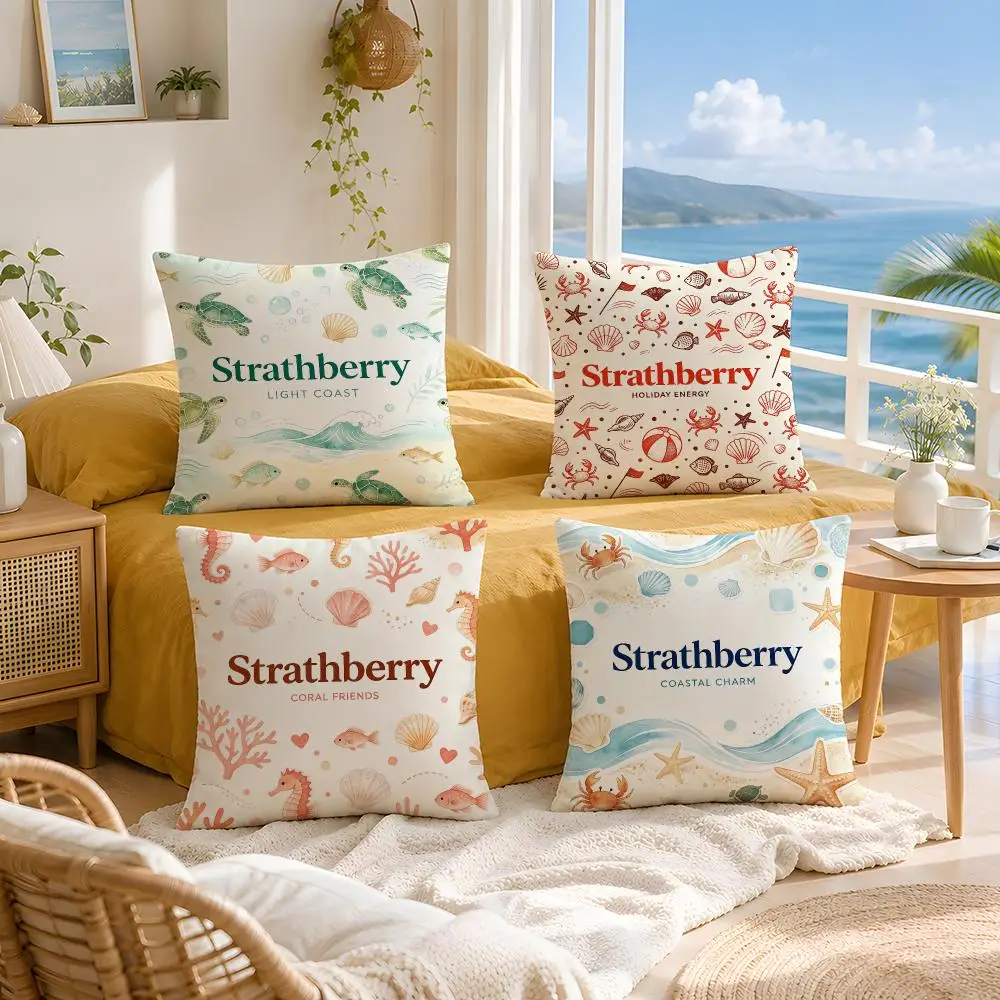 Brand Strathberry Cushion Cover Throw Pillow Short Plush Fresh Natural Cushion for Living Room Sofa Ornament Present Gift