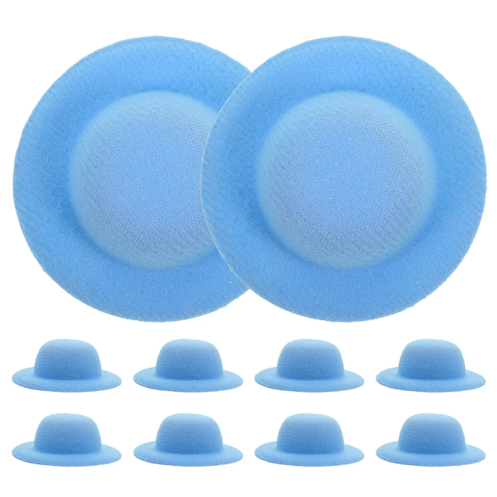 10Pcs Mini Decorative Small Hats Lint Eva Material for Craft Decoration DIY Creative Hat Ornaments Mini House Photo Props
