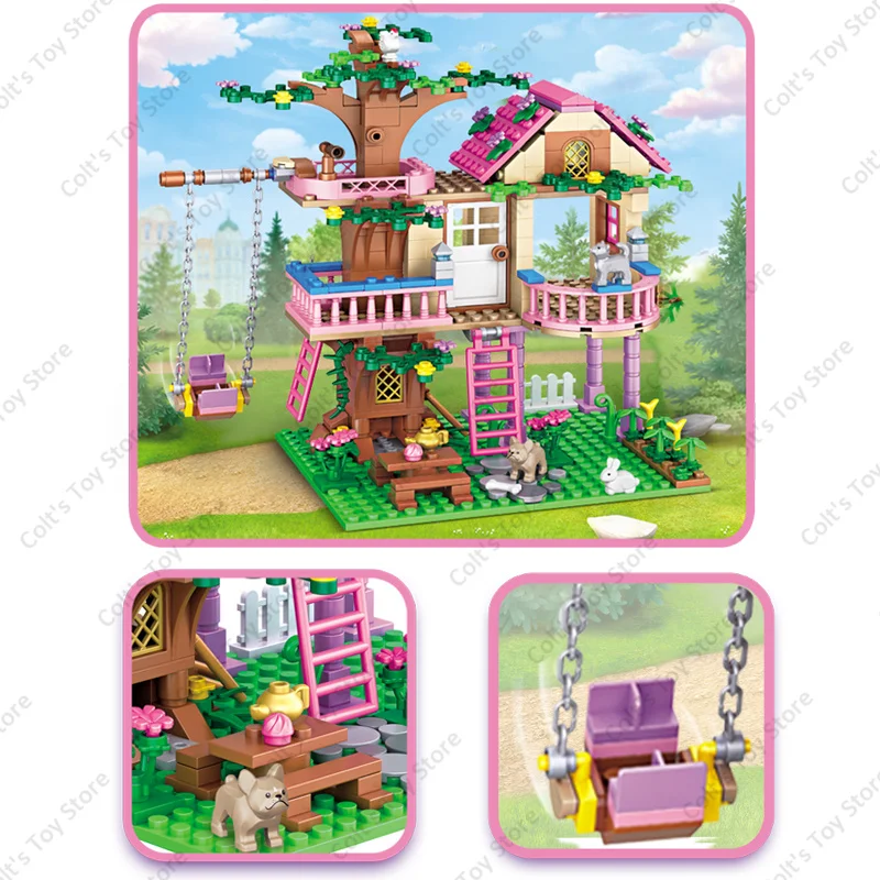 Girls Friendship Tree House Building Blocks Villa Castle Model Girl's Figure Doll Toy Wholesale And Retail Compatible Brick Gift