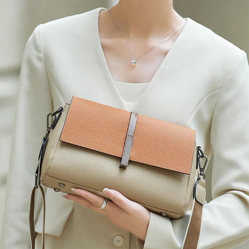 Limited English Style First Cow Leather Women Bag Original Soft Skin Crossbody Bags Purses Patchwork #SC1569