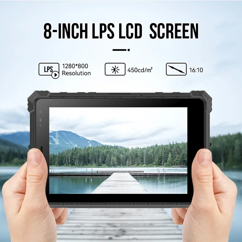 8 Inch Rugged Tablet with Android 10 OS 4GB RAM 64GB Storage 10000mAh Battery IP68 Waterproof for Industrial Outdoor Use