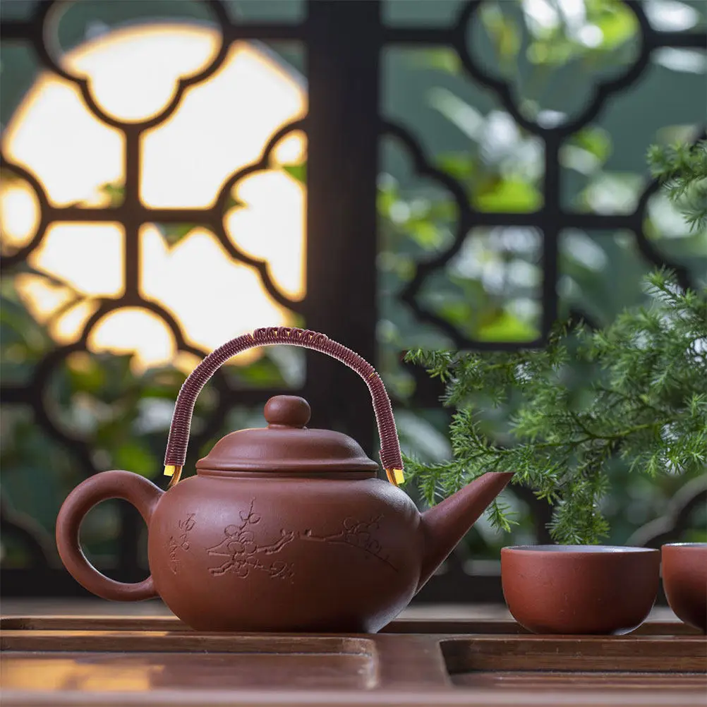 2Pcs Hand Woven Teapot Handle Replacement Ceramic Pottery Tea Kettle Handle Purse U Shape Accessories for Chinese Teapot