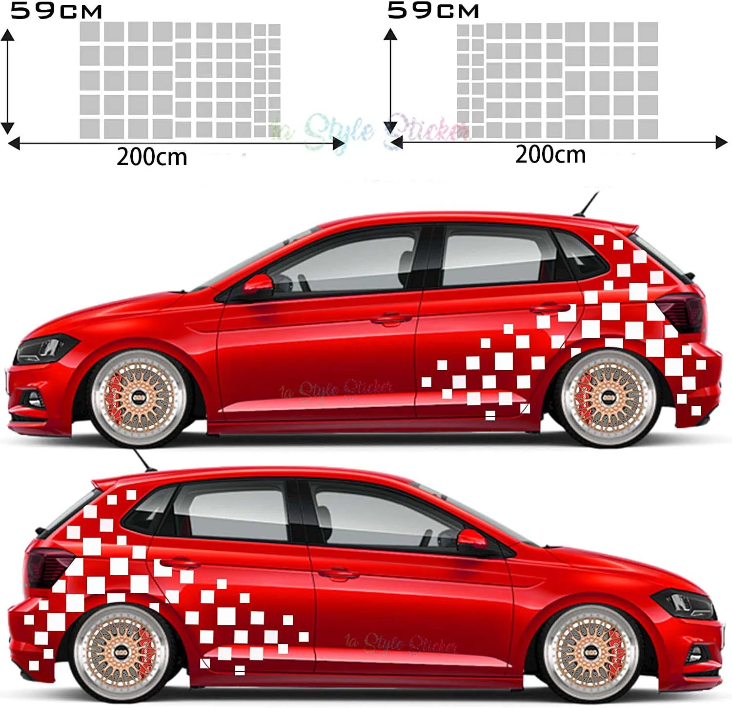 1A Style Sticker Auto Aufkleber Seitenaufkleber Hexa Racing Dekor Set Car Taxi Rennfahne, Track Cubes