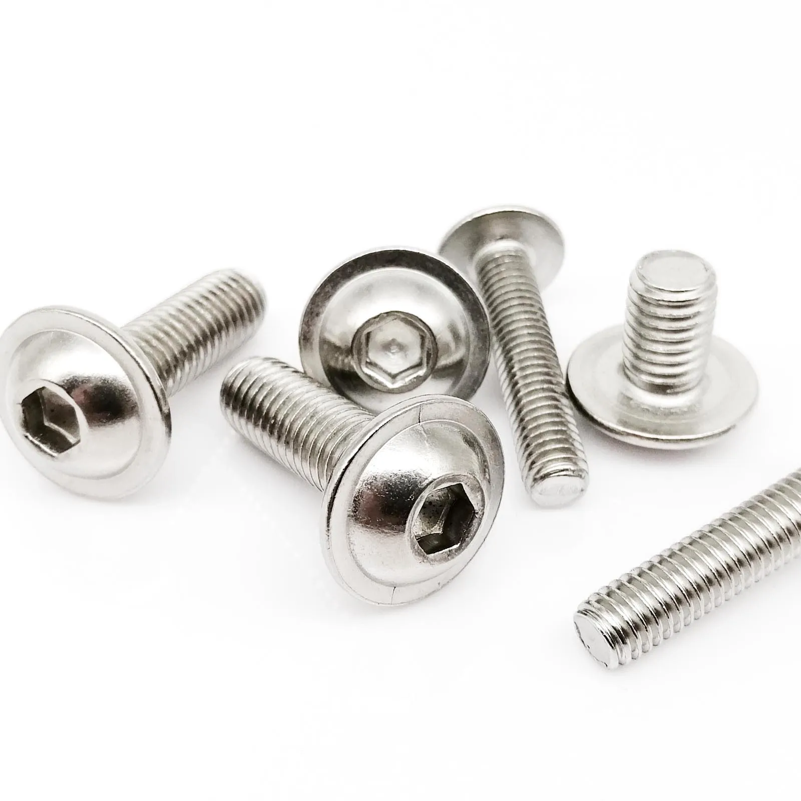 Hex Hexagon Socket Round Button Head With Washer Collar Bolt Screw M2 M2.5 M3 M4 M5 M6 M8 ISO7380.2 304 A2 Stainless Steel