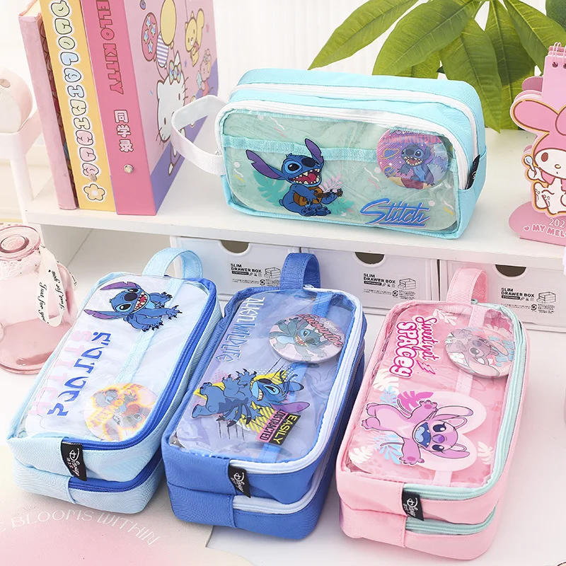 4pcs/lot Kawaii Stitch Pencil Case For School Disney Pencil Box Kawaii Stationery Organizer Pen Bag School Supplies Kids Gift