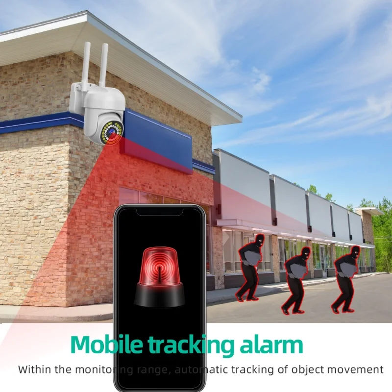 Wifi Outdoor IP Camera 2MP Ai Auto Tracking Human Detection PTZ Color IR Night Vision Home Security CCTV Camera