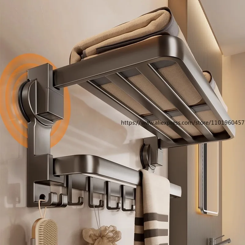 Suction Cup Towel Rack, Bathroom Non-punching Bath Towel Rack, Bathroom Rack Integrated Toilet Hook Towel Hanging Rod