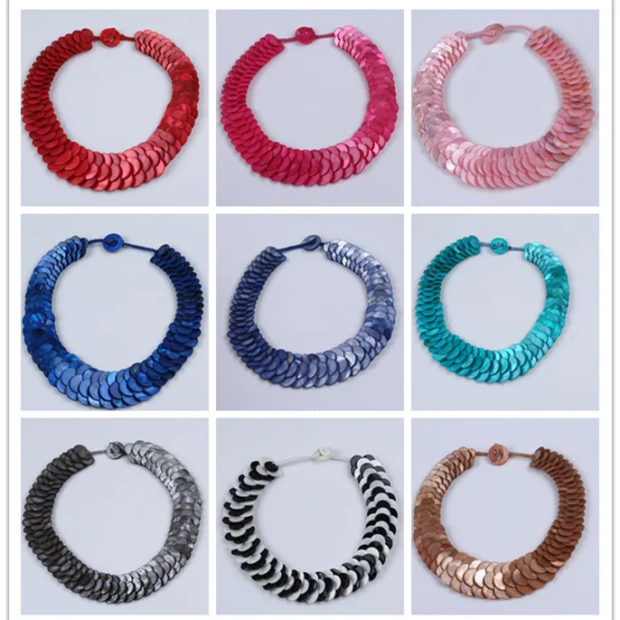 Wholesale shell pearl flat necklace beautiful fashion shell pearl statement necklace