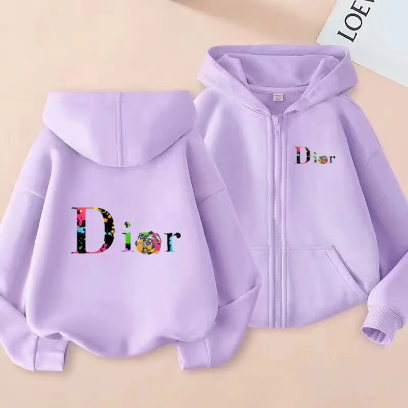 

3-12Yrs Children Cool Stylish Zipper Style Sweatshir Letter Print Hoody Fashion Comfort Cardigan Long Sleeve Casual Top Clothing