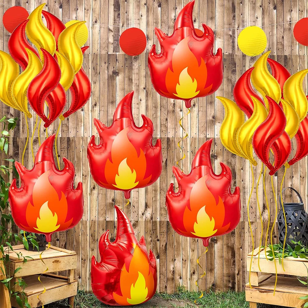 Fire Truck Party Decoration Birthday Number Foil Fire Engine Balloon for Kids Firefighter Fireman Birthday Party Favors Supplies
