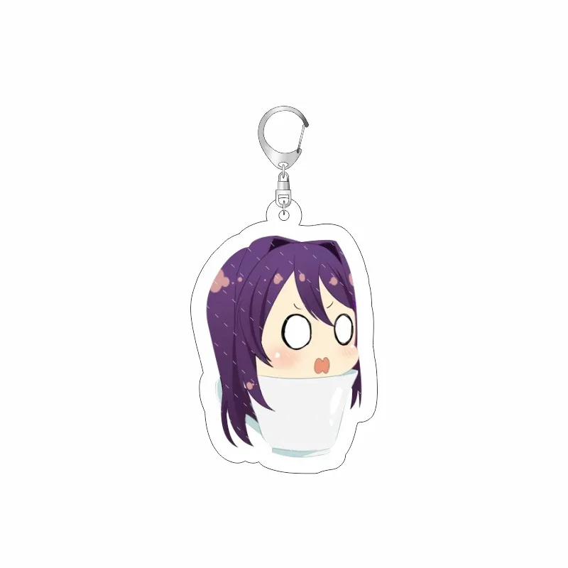 Anime Heartbeat Learning Acrylic Keychain Cute Girl Expression Monika Natsuki Campus Backpack Decoration Pendant Friends Gifts