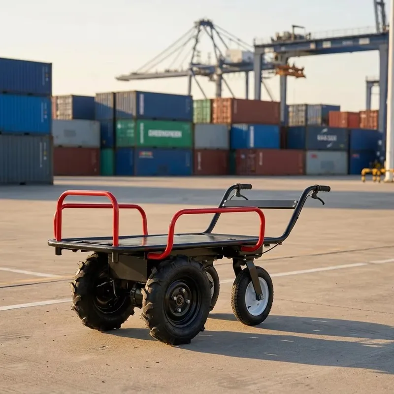 Industrial Durable Four Wheel Steel Transfer Trolley Stable Load Bearing For Outdoor Utility Pallet Cart Cargo Handling Work Use