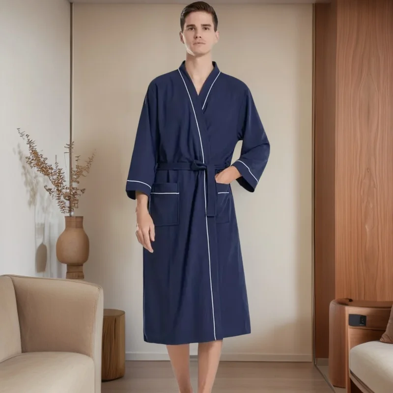 Waffle Robe Women100% Cotton Bath Robe Ladies water sucking Nightrobe Sleepwear Female Casual Home Bathrobe Hotel Robe