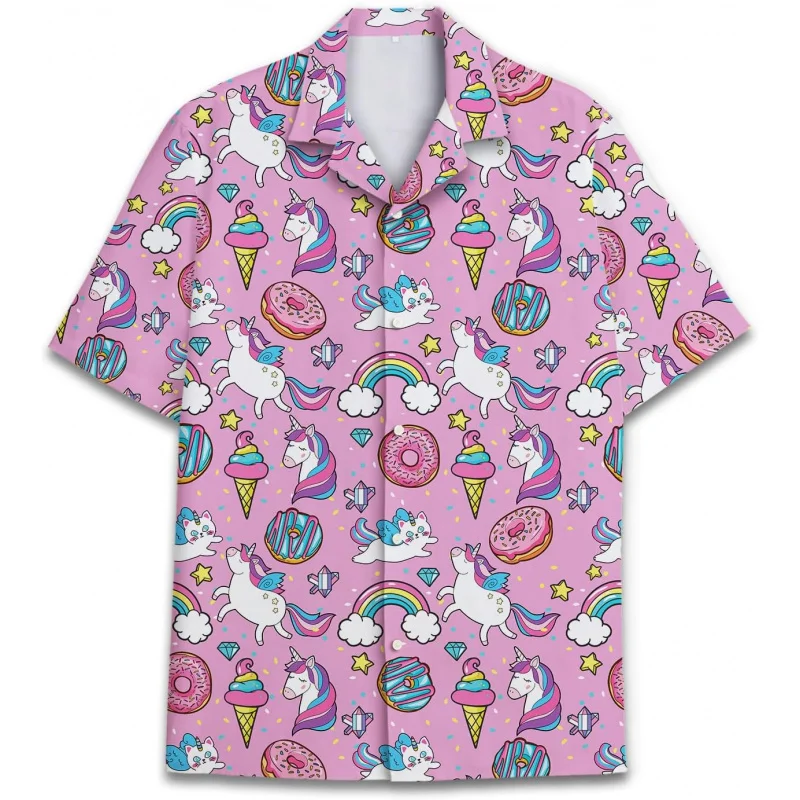 

Funny Print Hawaiian Men Shirt Tropical Style with Casual Button Down Design