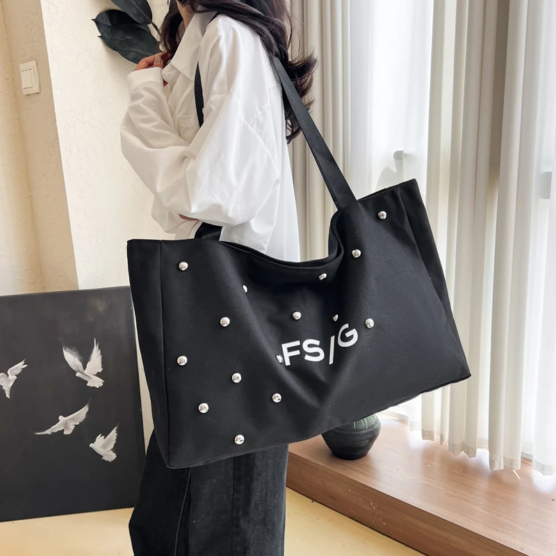 

Fashion Letter Print Canvas Women Handbags Large Capacity Ladies Shoulder Bag Casual Female Oversize Shopping Bag Travel Tote