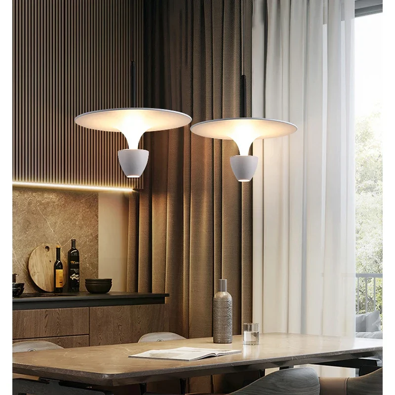 Lamp LED Pendant Light, White And Black Ceiling Light, Height Adjustable Pendant Lighting For Dinning Table,Living Room, Bedroo