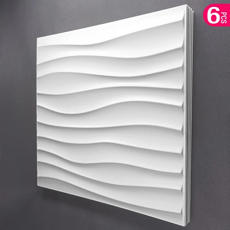 6pcs 30cm Decor 3D Wall Panel wave Diamond Design Non self-adhesive plastic tile 3D wall sticker living room Bathroom wall paper