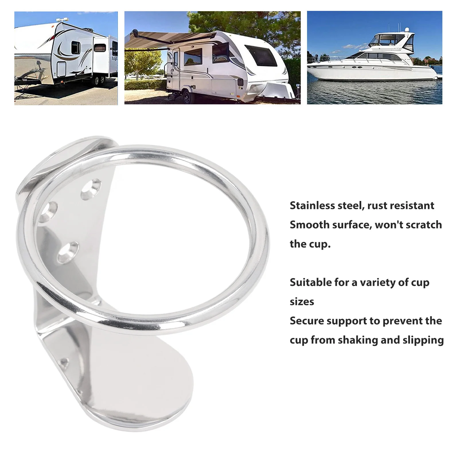 Getränkehalter für Boote, Edelstahl, rostfrei, Wandhalterung, Einzelboot, Getränkebecherhalter für Wohnmobil, Yacht, Boot, Becher, Getränkehalter