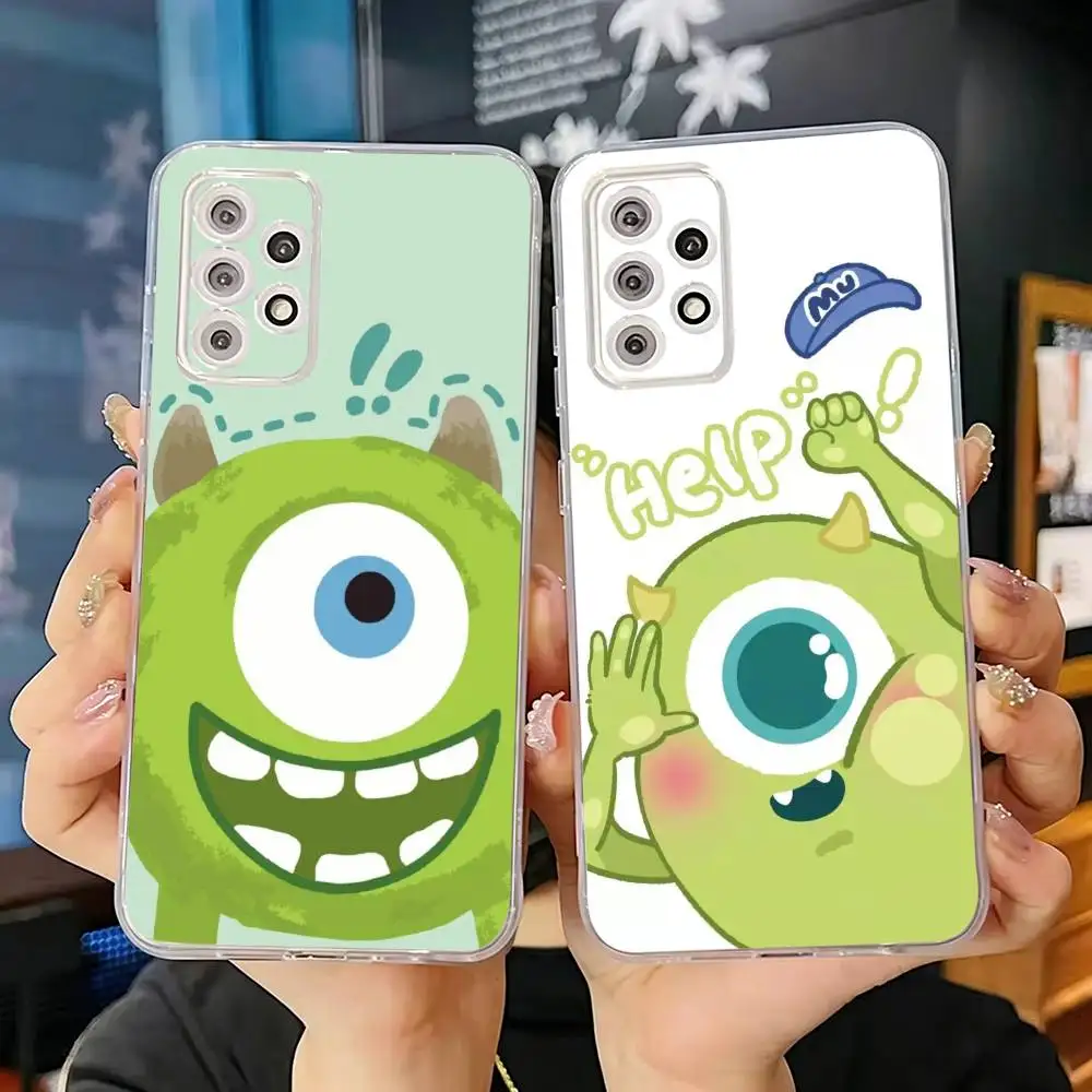 M-Mike Wazowski Funny Cartoon Transparent Soft Silicone Phone Case For Samsung S25 S24 S23 S22 S21 Plus