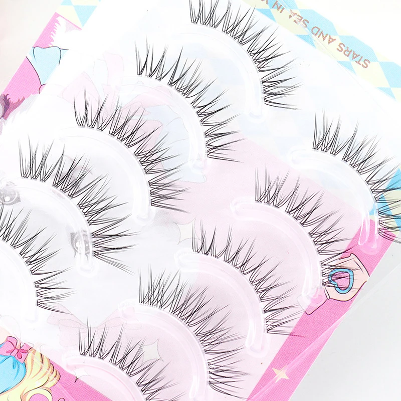 5 paia di ciglia a coda di pesce ciglia a striscia completa C Curl fascia trasparente ciglia a coda di pesce Ciglia Manga facili per principianti naturali