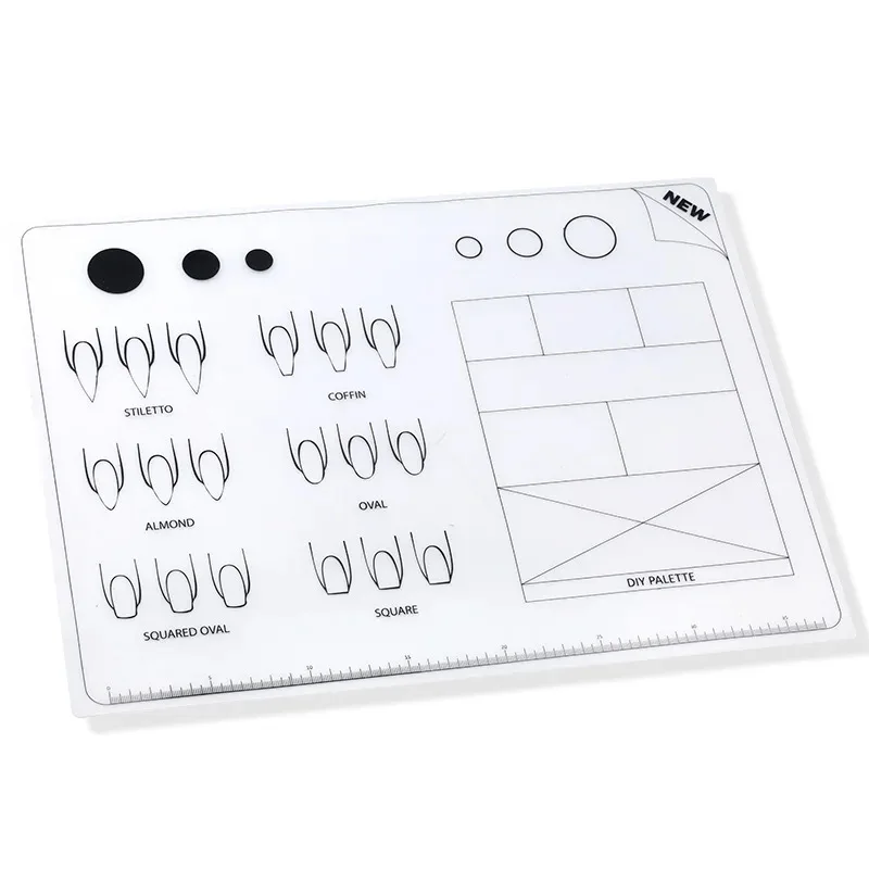 Silicone Nail Practice Training Sheet for Table Manicure Tool Waterproof Table Mat Uv Gel Polish Hand Pillows Pad Nail Templates