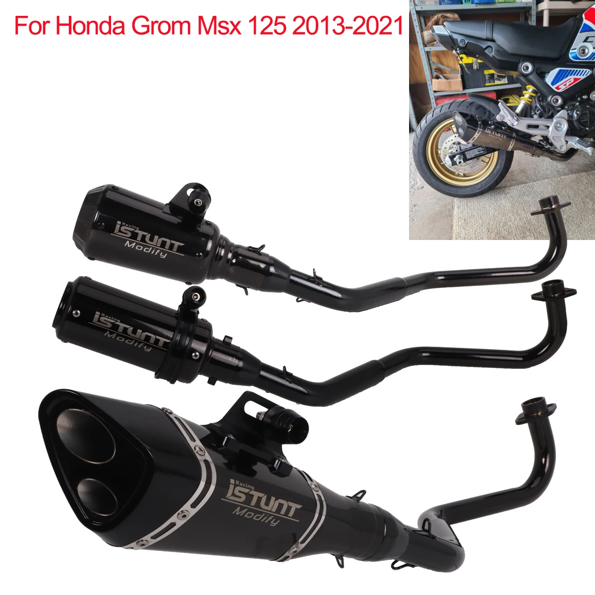 

Full Motorcycle Exhaust System Escape for Honda Grom 125 MSX 125 2013-2021 Muffler Link Front Pipe System
