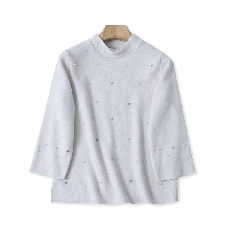 

Новое весеннее поступление, женский простой круглый свитер Ne Seven-Quarter Sve с блестками и яркими бриллиантами, модный молодежный свитер для поездок на работу