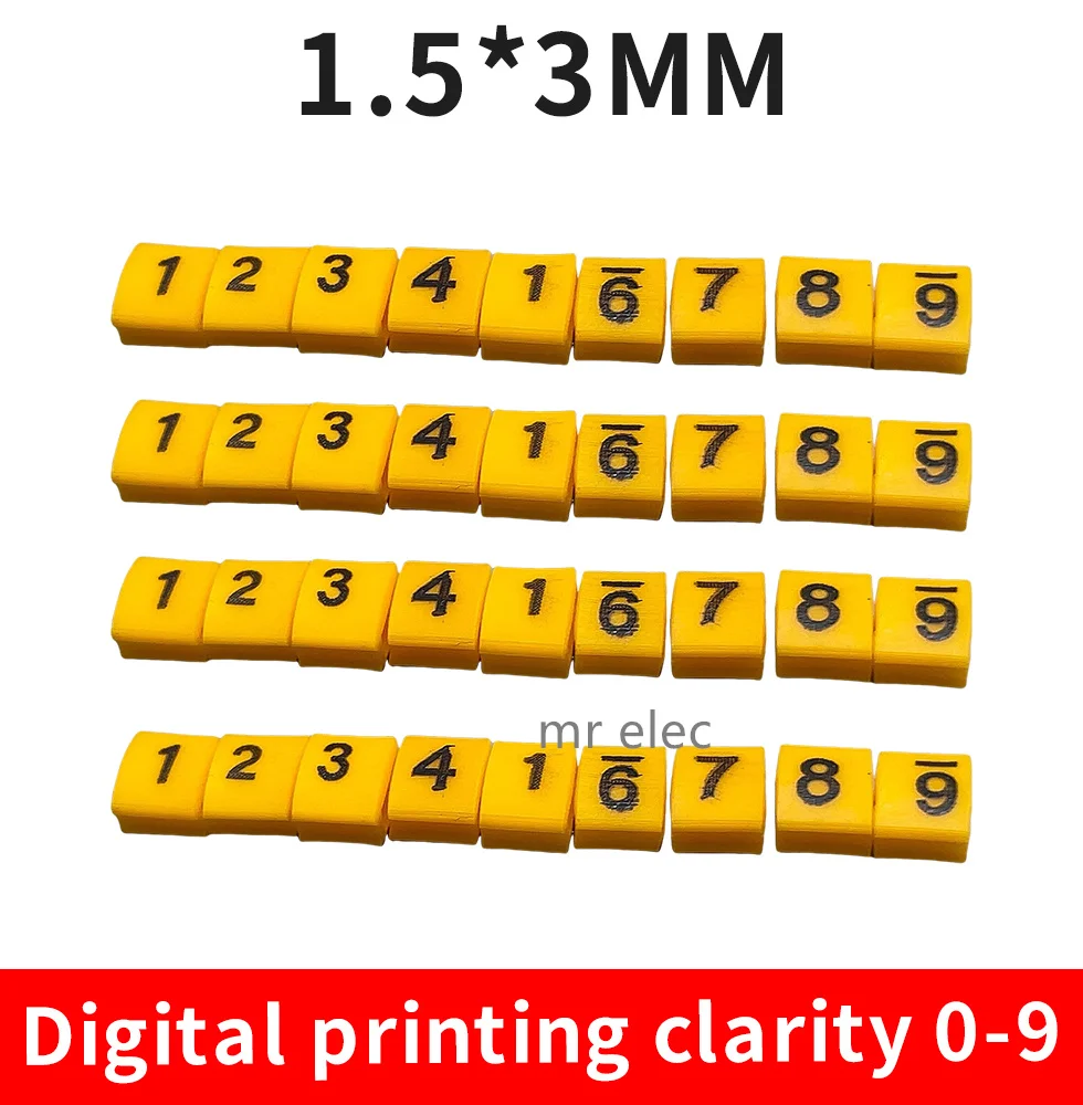 flat yellow  0 to 9 Arabic Numerals 0.3mm ²  Cable Wire Marker  Label Tube Cable Marker