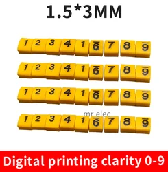 flat yellow  0 to 9 Arabic Numerals 0.3mm ²  Cable Wire Marker  Label Tube Cable Marker