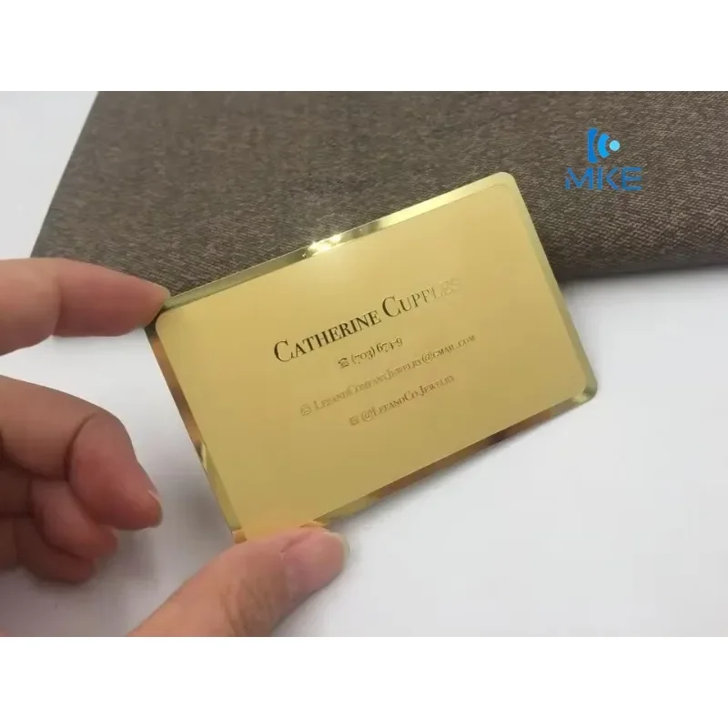 Shiny Mirror Stainless Steel Metal Business Cards Gold