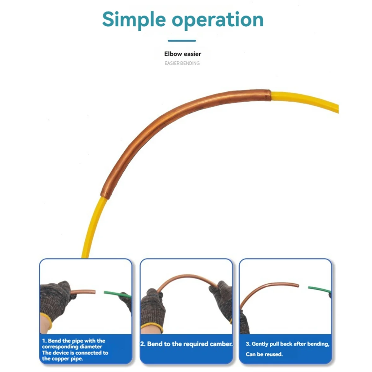 Kit dobrador de tubo de cobre A86I para aplicações de ar condicionado Plástico PE para dobra de precisão de tubos de 1/2 polegadas