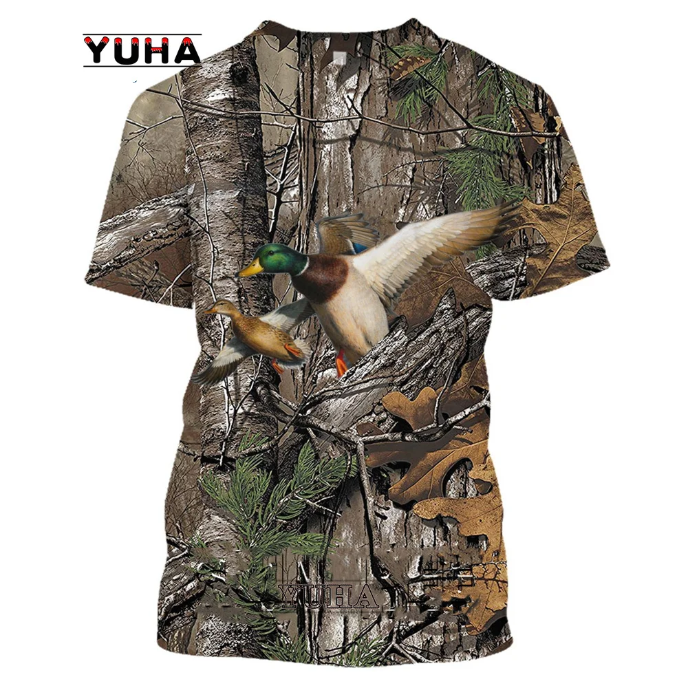 

Camo caça animal pato pássaro dos homens camiseta 3d impressão verão moda casual t camisas streetwear feminino manga curta topos