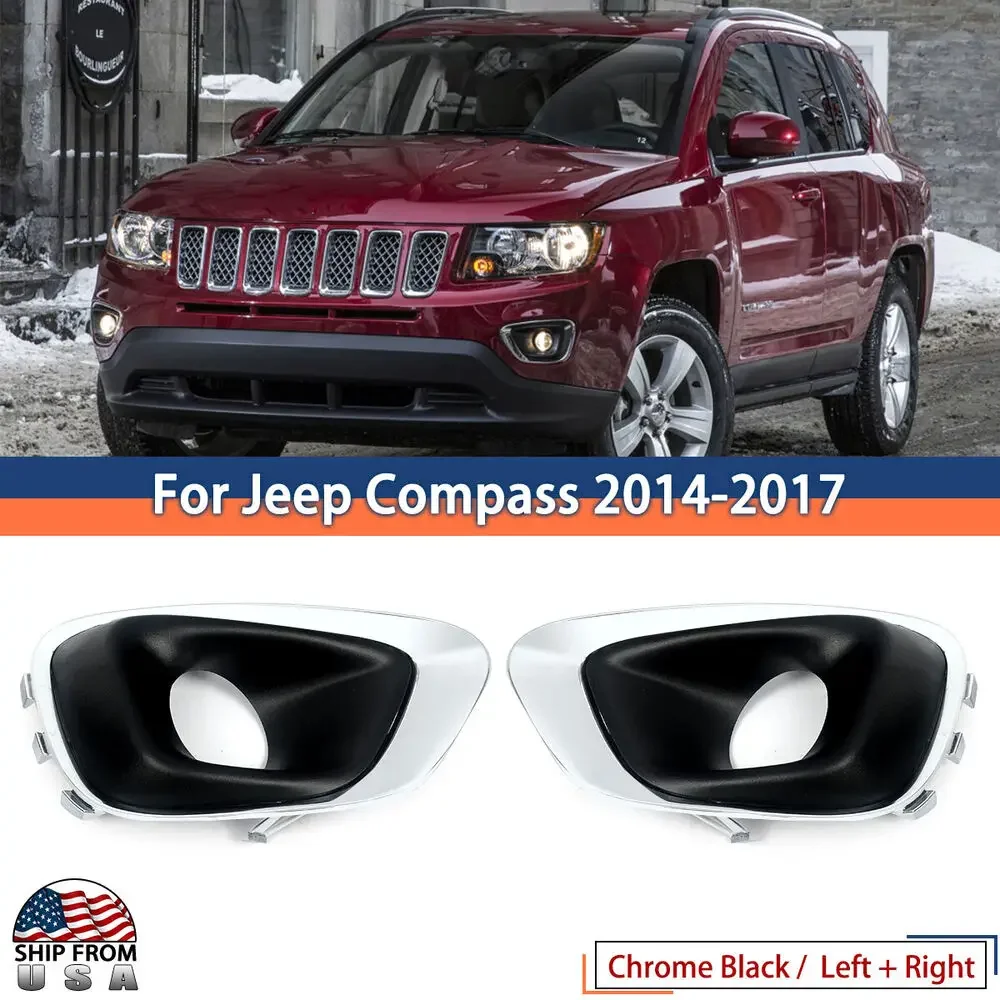 

Pair For Jeep Compass 2014-2017 Front Fog Light Bezel Driver and Passenger Side