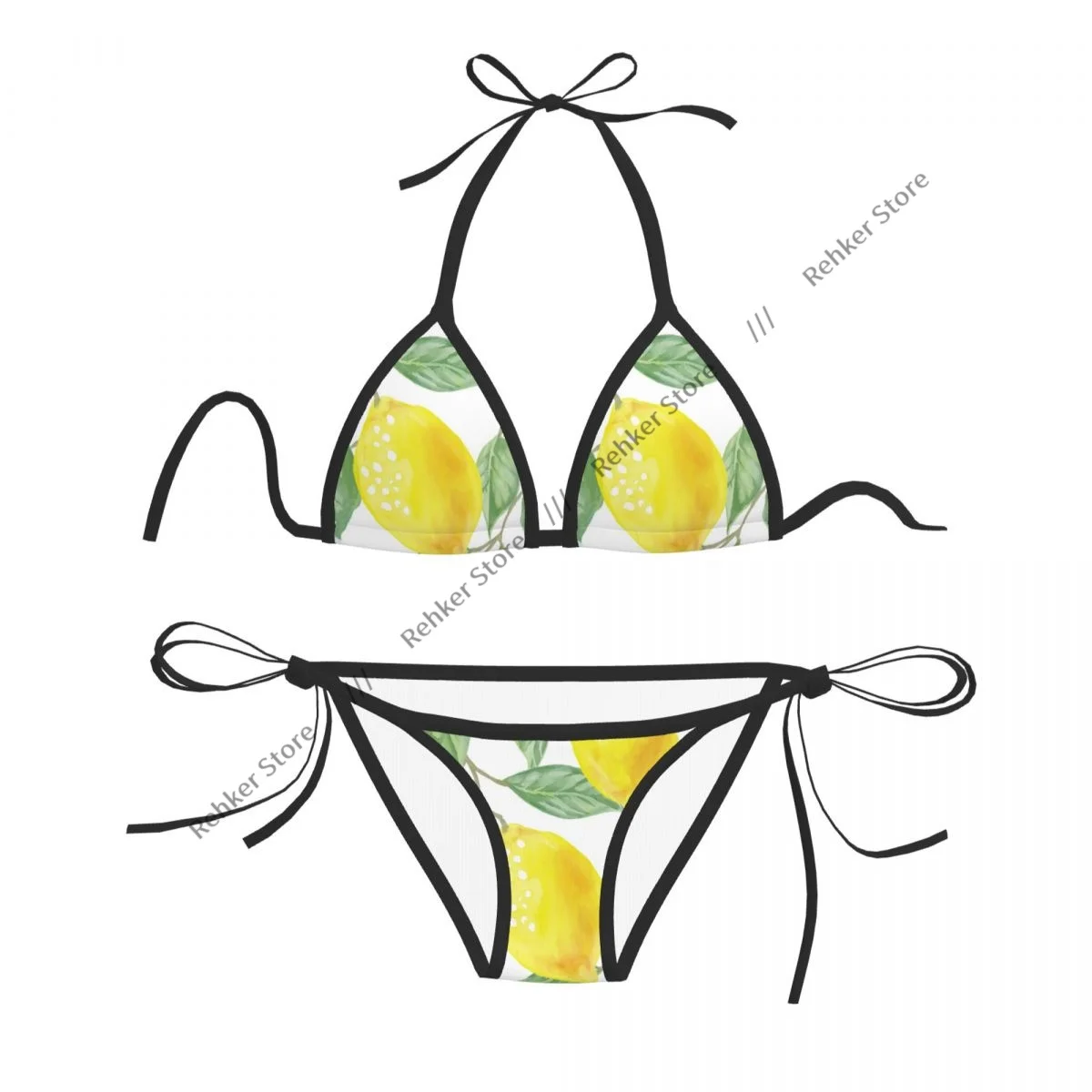 

Sexy Women Bikini Swimsuit Lemon And Leaf Swimwear Bathing Suit