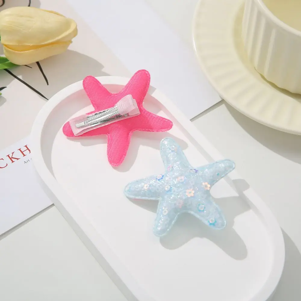 Starfish Hair Clips Sequins Hair Pins Barrettes Glitter Sea Shell Beach Hair Accessories Sea Star Alligator Hair Clips