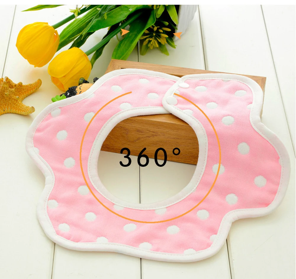 

360 Degree Rotation Baby Bibs 6 Layers Gauze Soft Newborn Infant Saliva Towel Baby Kids Bibs Bandana Burp Cloths