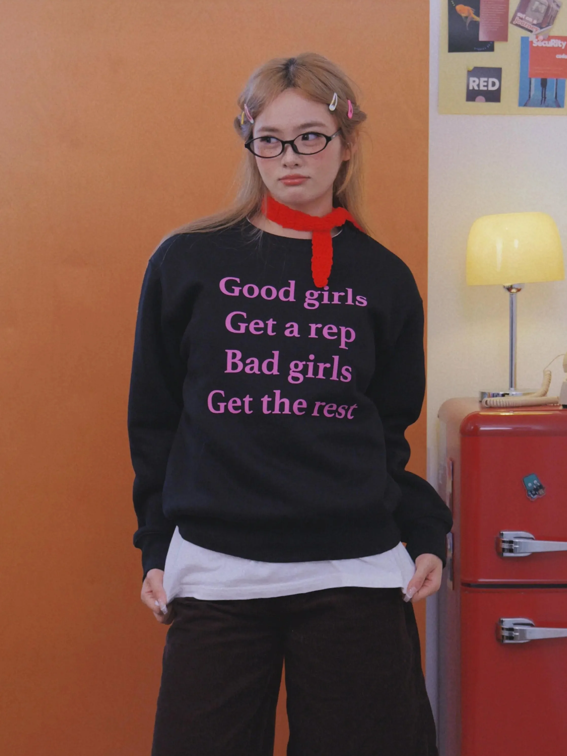 East Today Heat Unieke kleur Blo Letter Slogan Print Fce gevoerd losvallend rond Ne-sweatshirt van puur katoen