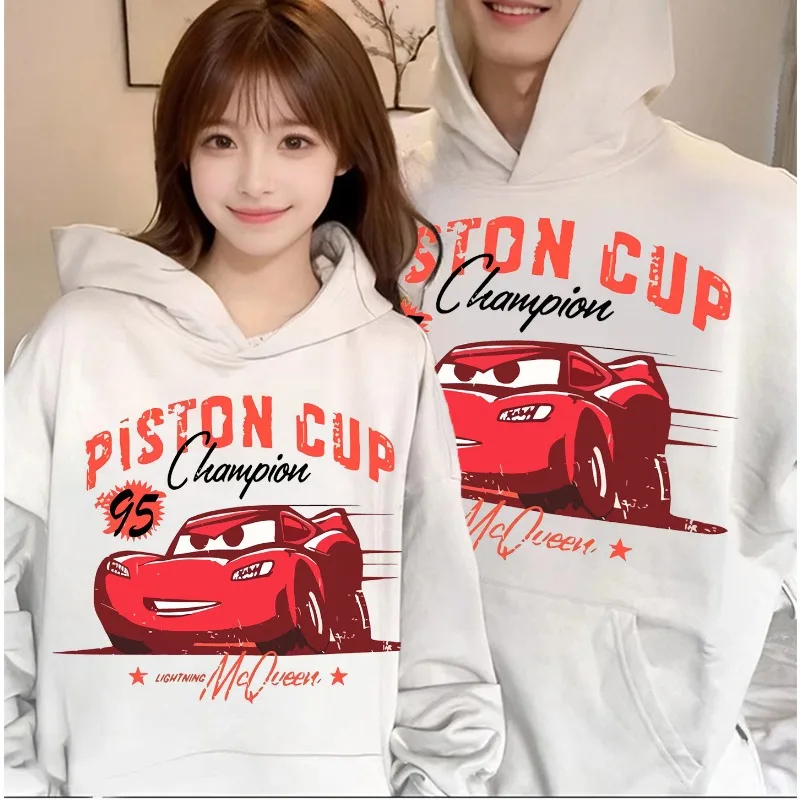 

Disney Cars Lightning McQueen Couple Hoodies Piston Cup Champion Print Loose Autumn Winter Matching Tops Harajuku y2k clothing