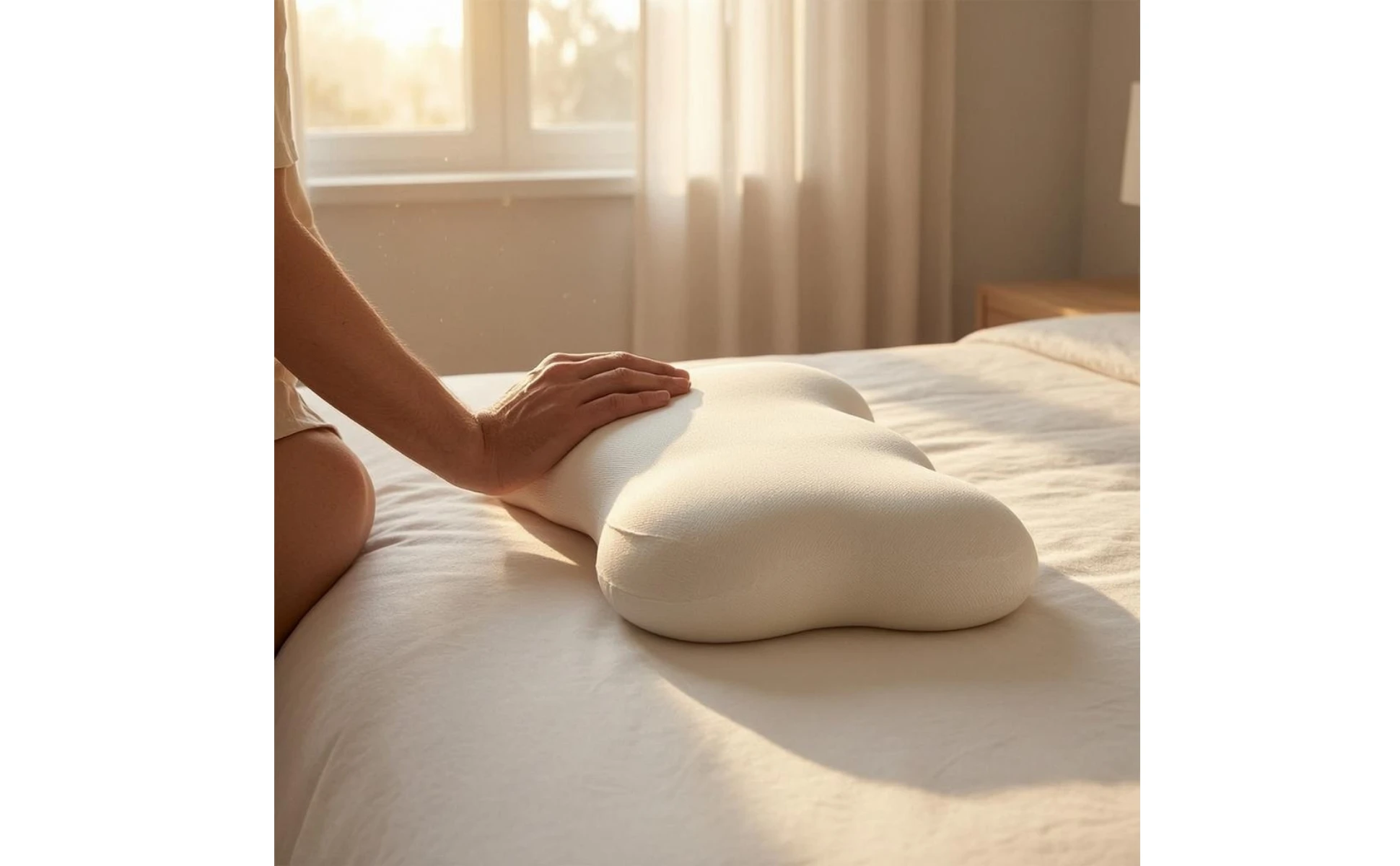 Contoured Memory Foam Pillow Raised Side Sections Sleep Support Bedding Matching Pillowcase