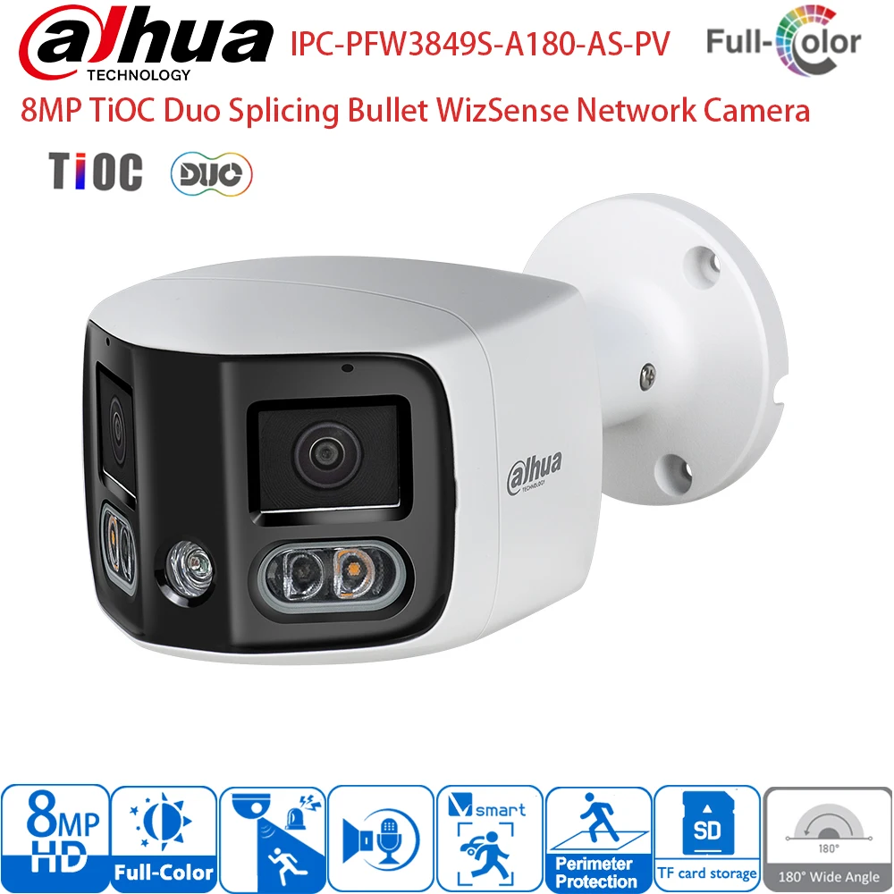 

Оригинальная панорамная IP-камера Dahua Bullet 180° ° Звуковая и световая сигнализация с двусторонней связью IPC-PFW3849S-A180-AS-PV
