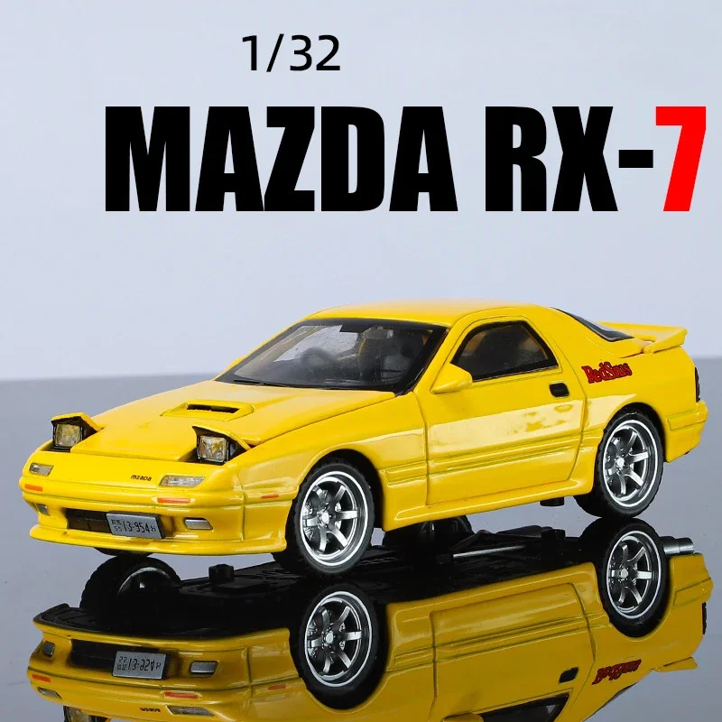 

Литая модель автомобиля Mazda RX7 1:32 из сплава, имитация игрушек, подарок для мальчиков, со звуком, детская машинка, домашний декор