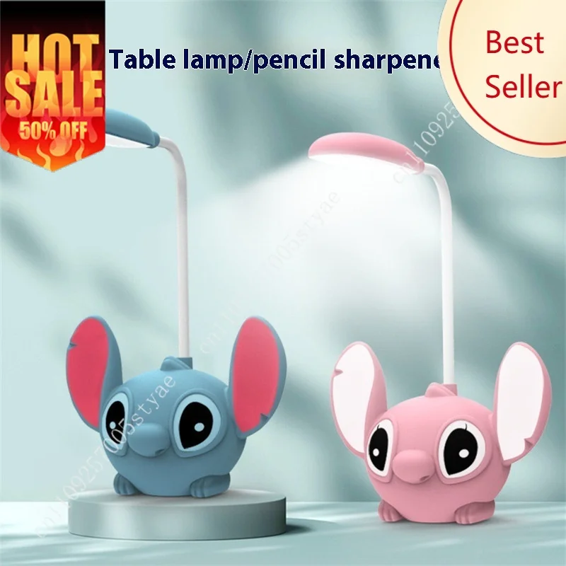 

Stitch Led Desk Lamp Disney Kawaii Sharpener Foldable Light Usb Recharge Light with Pencil Holiday Party Decorations Gifts