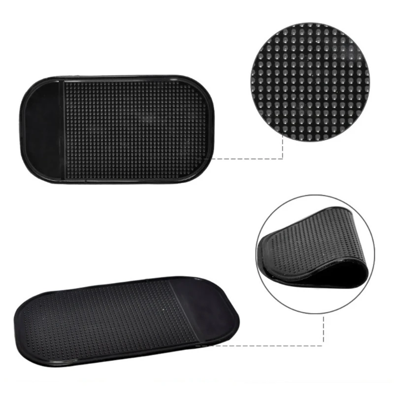 Black Car Grip Mat Holder Anti Slip Silicone Sticky Pad