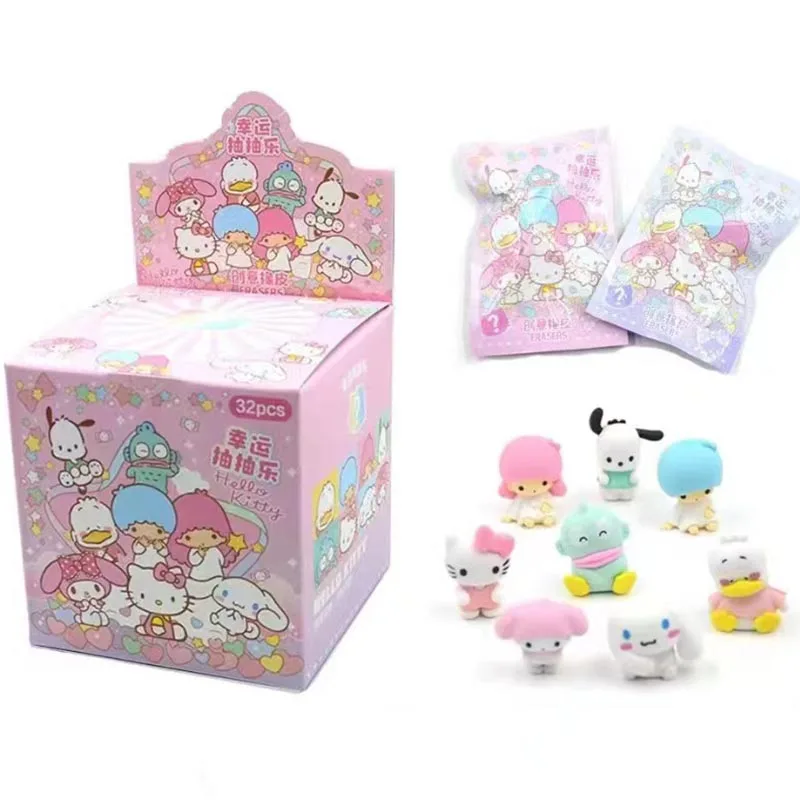 

32pcs/lot Sanrio Kitty Hangyodon Eraser Cute Little Twin Stars Writing Drawing Pencil Erasers Stationery Office School Supplies