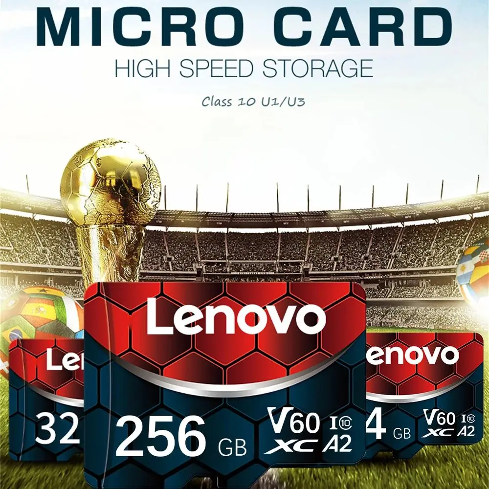 Cartão Micro SD Lenovo para Câmara 4K, Cartão de Memória, 128GB, 512GB, 1TB, 2TB, Classe 10, Alta Velocidade, A2 Flash, 256GB