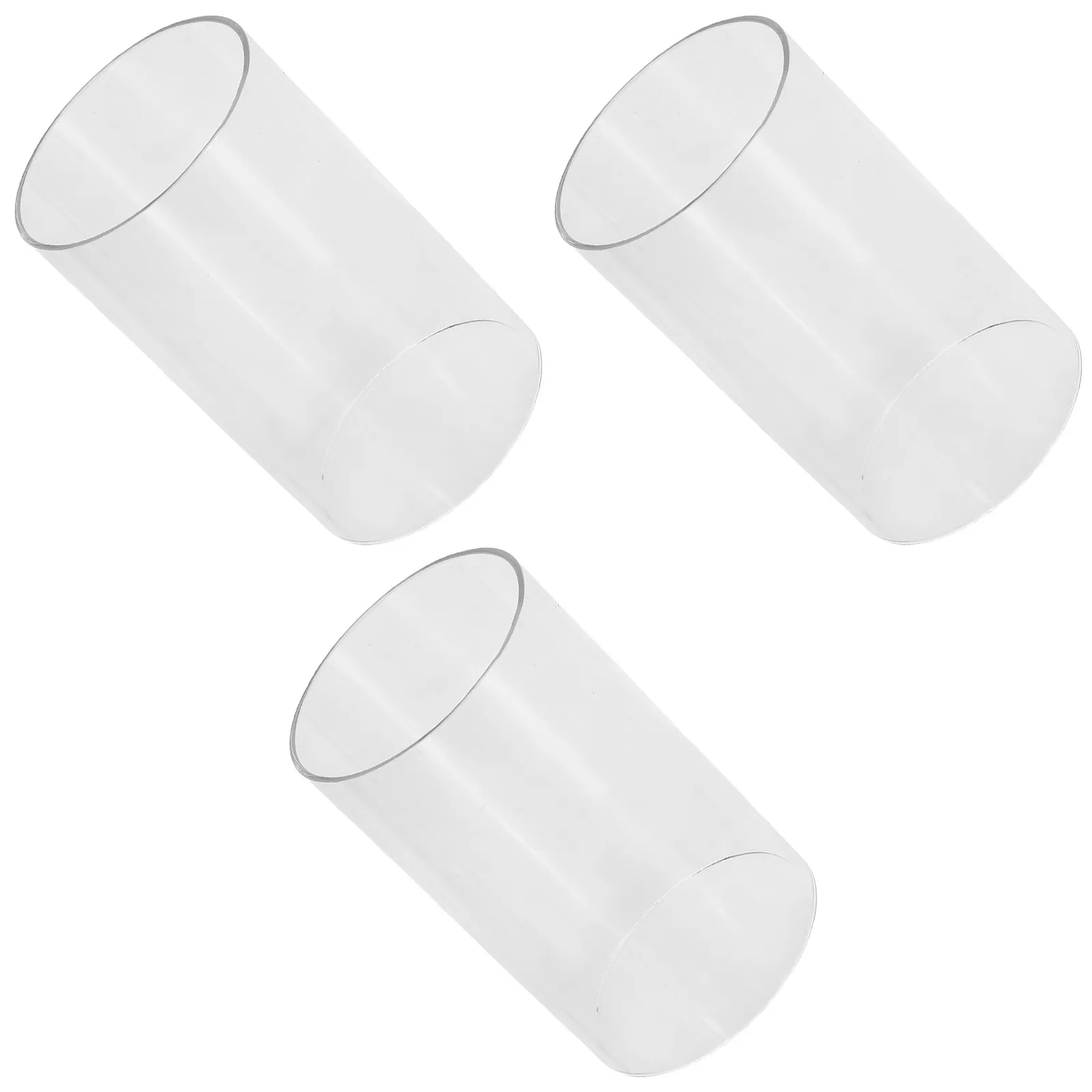 3Pcs Transparent Glass Cylinder Shades Windproof Cover Clear Glass Chimney Protector for Outdoor Indoor Holders