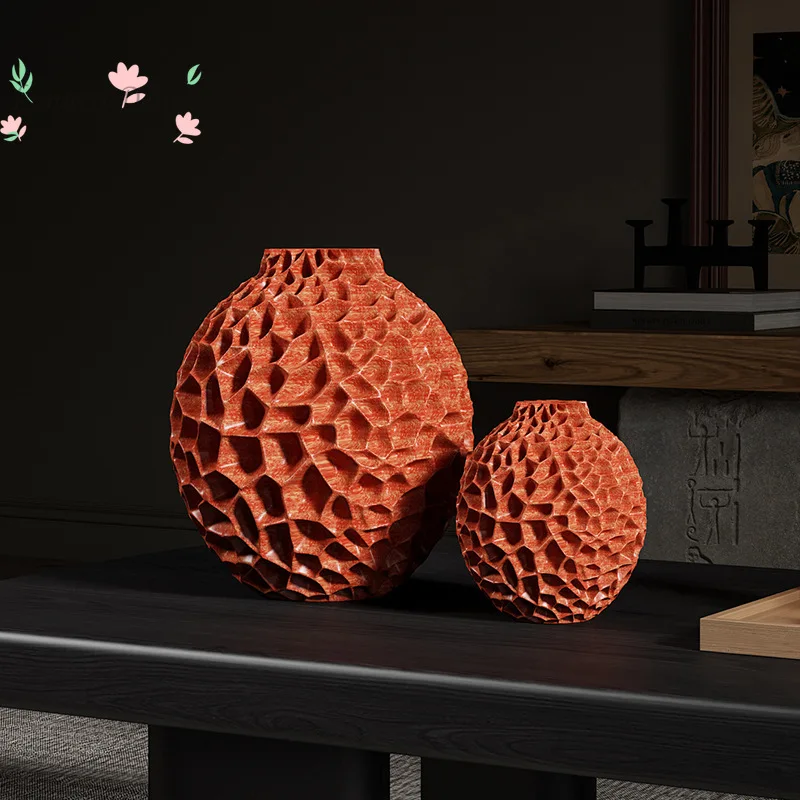 Vintage caramel soft decorative ornament, entryway mid-century honeycomb vase